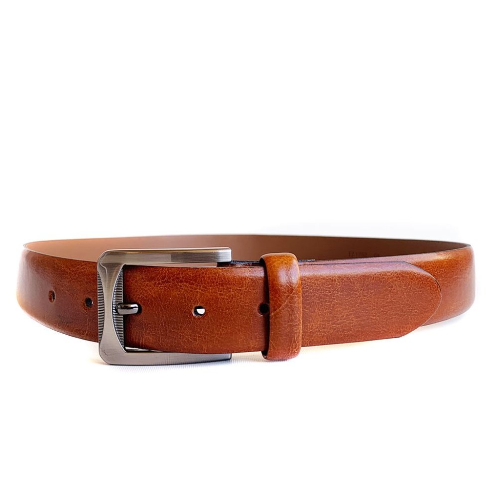 Mens 38" Genuine Leather Brown Cognac Dress Belt